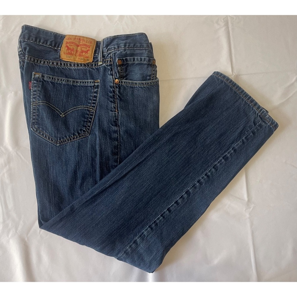 Levis 514 Straight Leg Jeans Men's‎ 34x30 Medium Wash Blue Denim